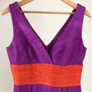 Colorblock 100% Raw Silk Dress